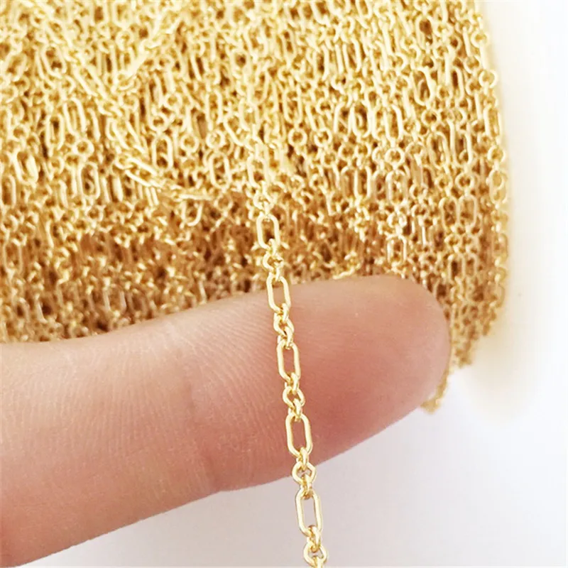 Real 14K Gold Filled Long and Short Chain 2MM Chain Necklace Gold jewelry Minimalist Gold Filled Chain DIY Jewelry