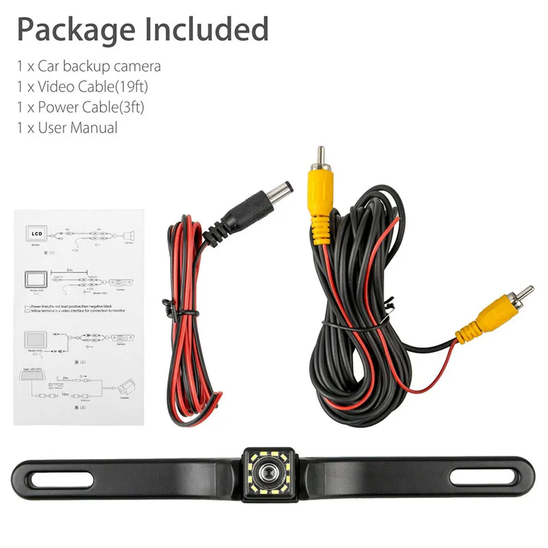 12LED License Plate Frame Car Camera Universal CCD 170 Degree HD Waterproof Night Vision Rear View Reversing Camera