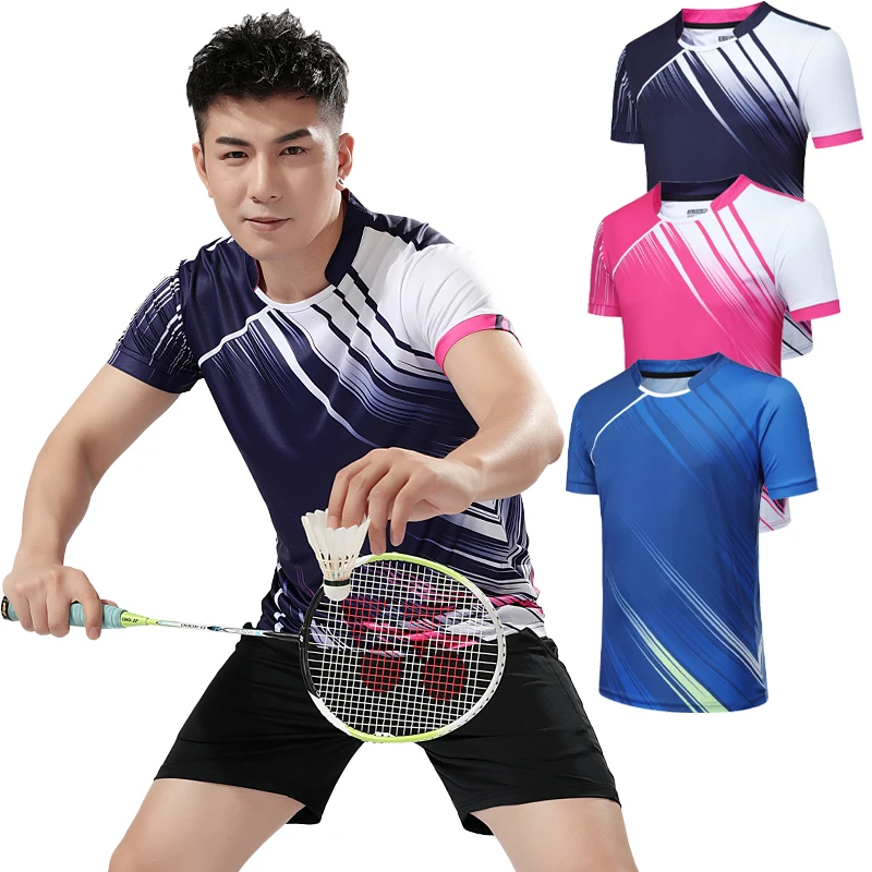 Badminton Golf Shirt Breathable Polyester Quick Dry Summer New 3D Men Tshirt Athletic Table Tennis Jersey Ping Pong Short Sleeve