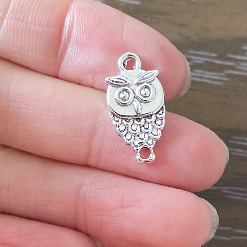 20PCS Animal Both Side Small Owl Charm Pendant For Charm Bracelets Necklace Earrings Zipper Pull Bookmark DIY Jewelry Making