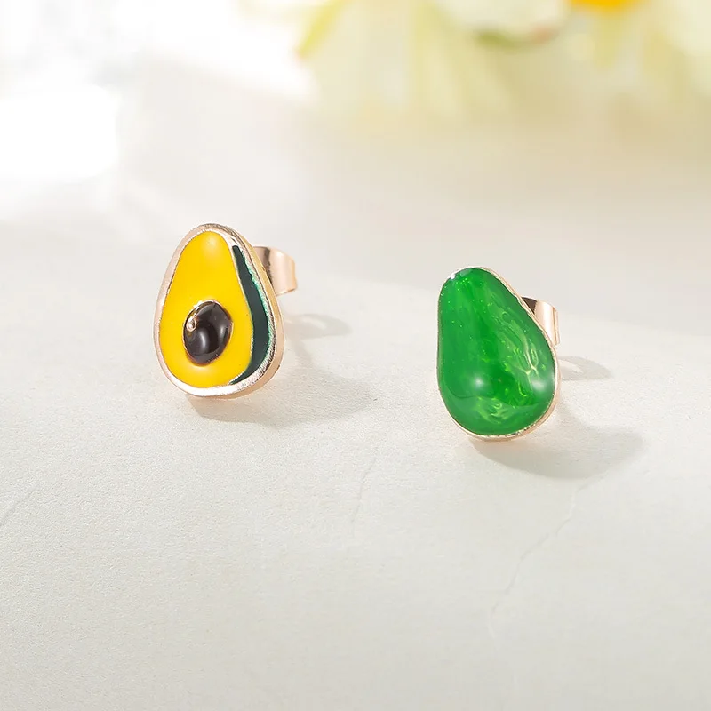 Yungqi Dripping Oil Fruit Avocado Stud Earring for Women Horse Cherry Animal Earrings for Children Ear Jewelry Oorbellen Brinco