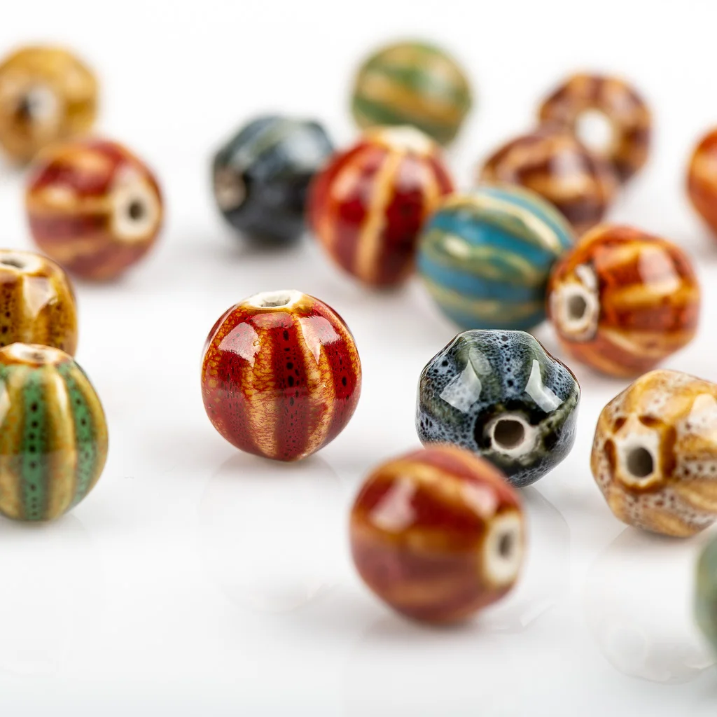 11-15mm 2size Watermelon Shape Sphere Ceramic Beads  Not Silicone String Specail Ceramic Beads HY417