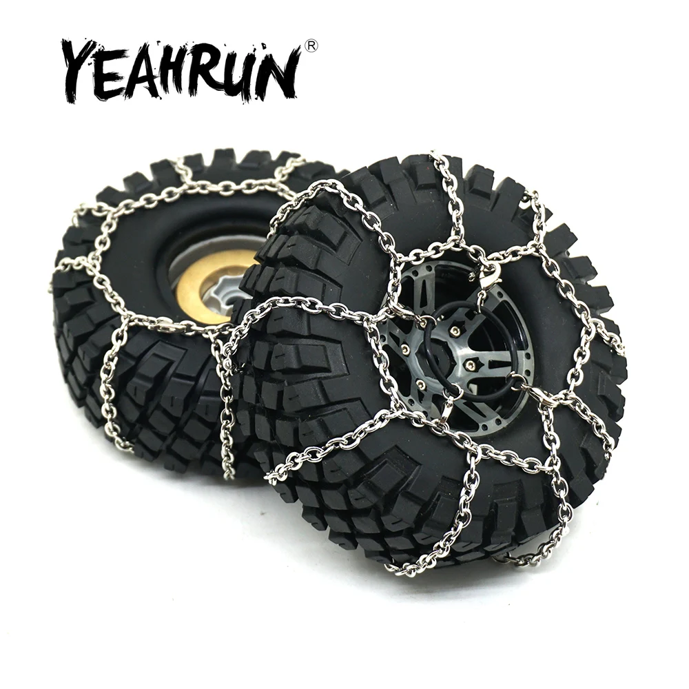 YEAHRUN Metal Anti-Skid Snow Chain for 114mm 1.9inch Wheel Tires for TRX-4 TRX4 Axial SCX10 1/10 RC Crawler Car Truck Model Part