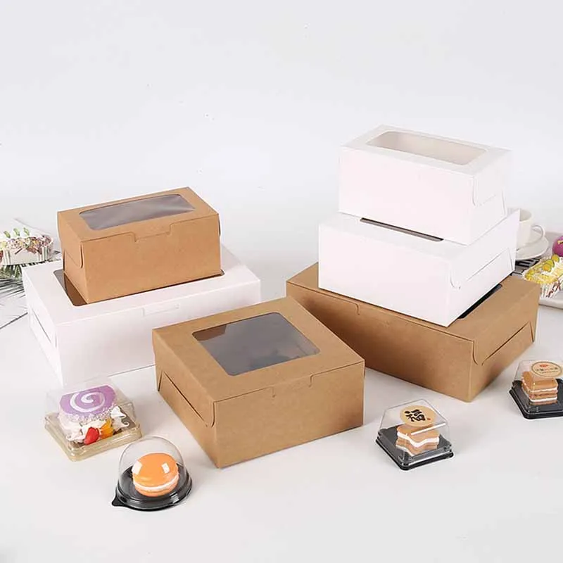 

10pcs Cake Boxes Muffin Bakery Packaging Box With Clear Window Birthday Cake Holder Cupcake Dessert Container For 2/4/6/12 Holes