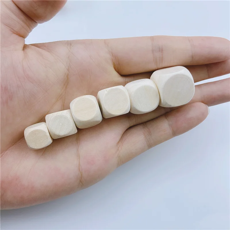 10pcs D6 6 Sided Blank Wood Dice For Party Family Printing Engraving DIY Games Printing Engraving Kid Toys Wood Cube Dices