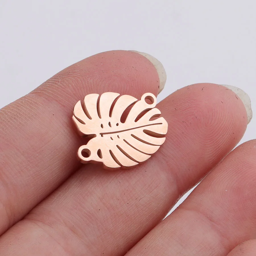 5pcs/lot leaf Stainless Steel Decoration Pendant Connectors Bohemia Handmade Charm Accessories DIY Earrings Jewelry Making