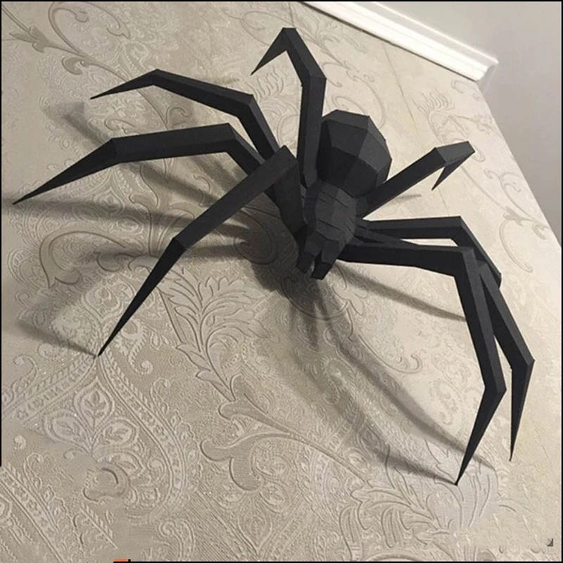 

DIY Black Spider Arachnid Huge 3D Papercraft Puzzles Toy For Home Restaurant Stores Bars Waterproof Paper Model Wall Decoration