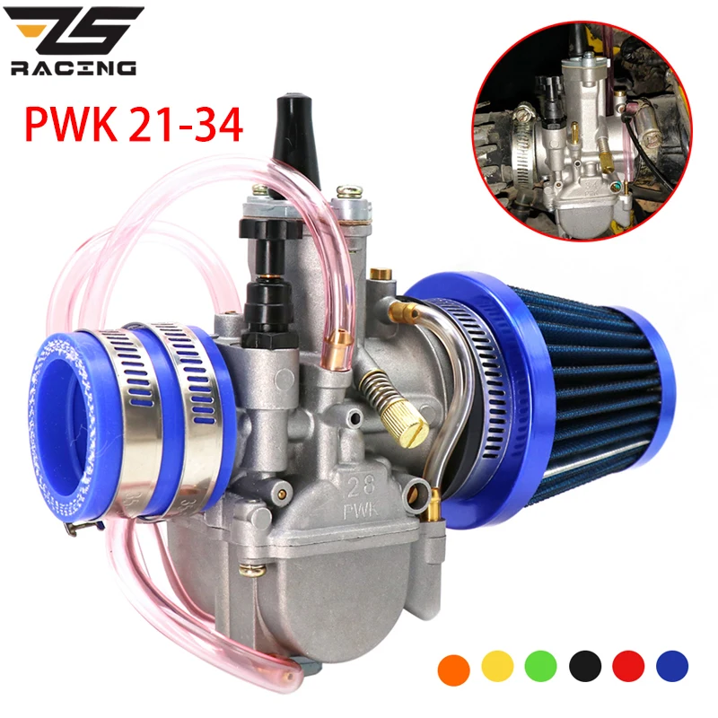 ZS Racing Motorcycle PWK Carburetor + Adapter + Air Filter One Set  For 21 24 26 28 30 32 34mm 4T Stroke 50cc-250cc Moto