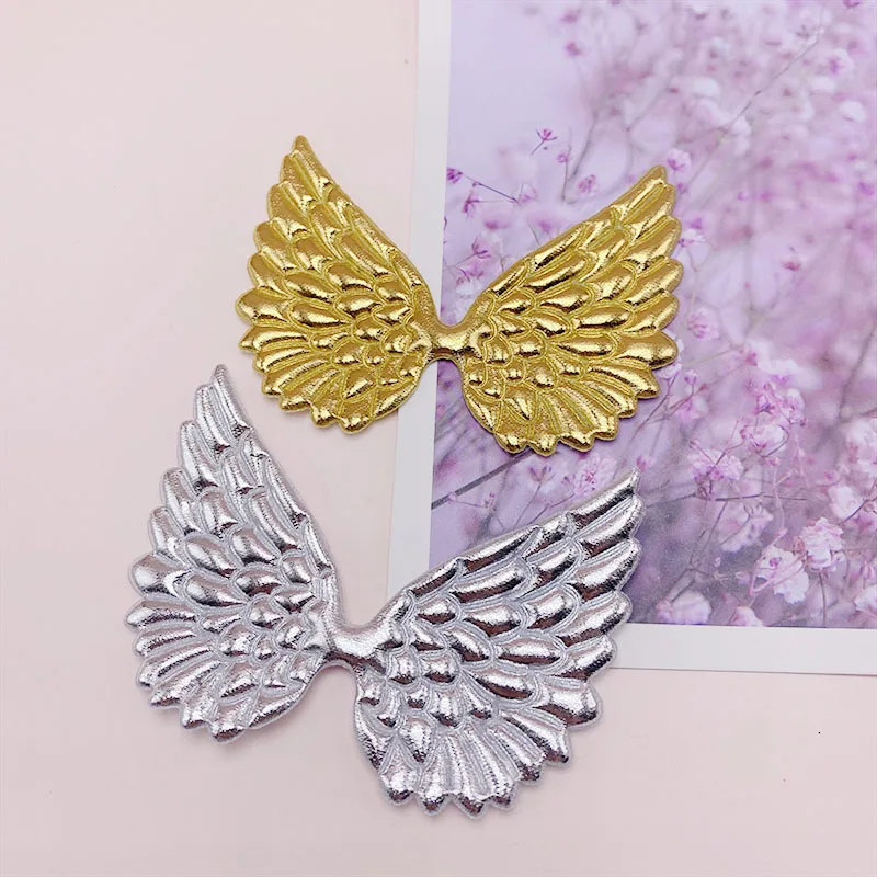 32Pcs/Lot 9*6.5CM Pu Shiny Angel Wing Padded Appliques For Bow Clip Accessories DIY Kid Patches