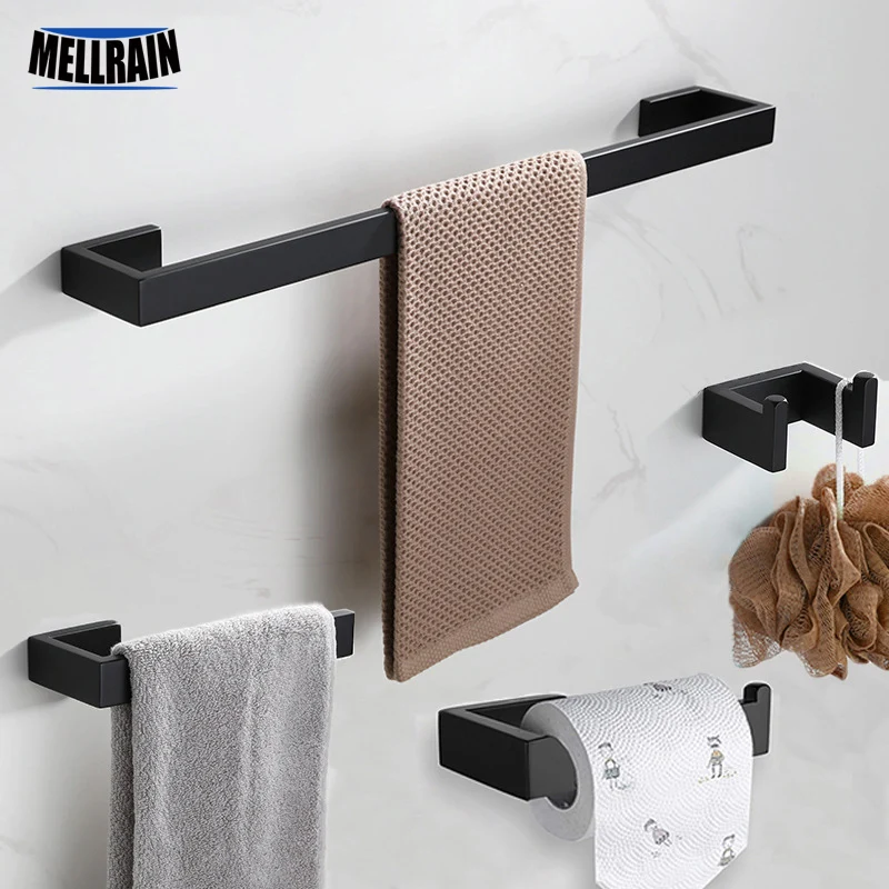 Bathroom Hardware Towel Bar Stainless Steel Wall Mounted Bathroom Accessories Toilet Paper Holder Towel Ring Robe Hook.