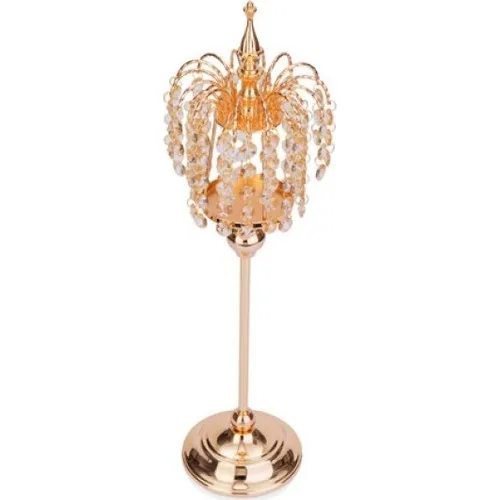 Porio Gold Crown Shaped Crystal Candle Holder 14x14x49 cm