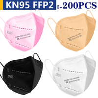 6 layers FFP2 MASK Facial fp2 Face Masks KN95 mask soft Safety Earloop Disposable KN95 Cover fpp2 Mouth Dust Mask black white