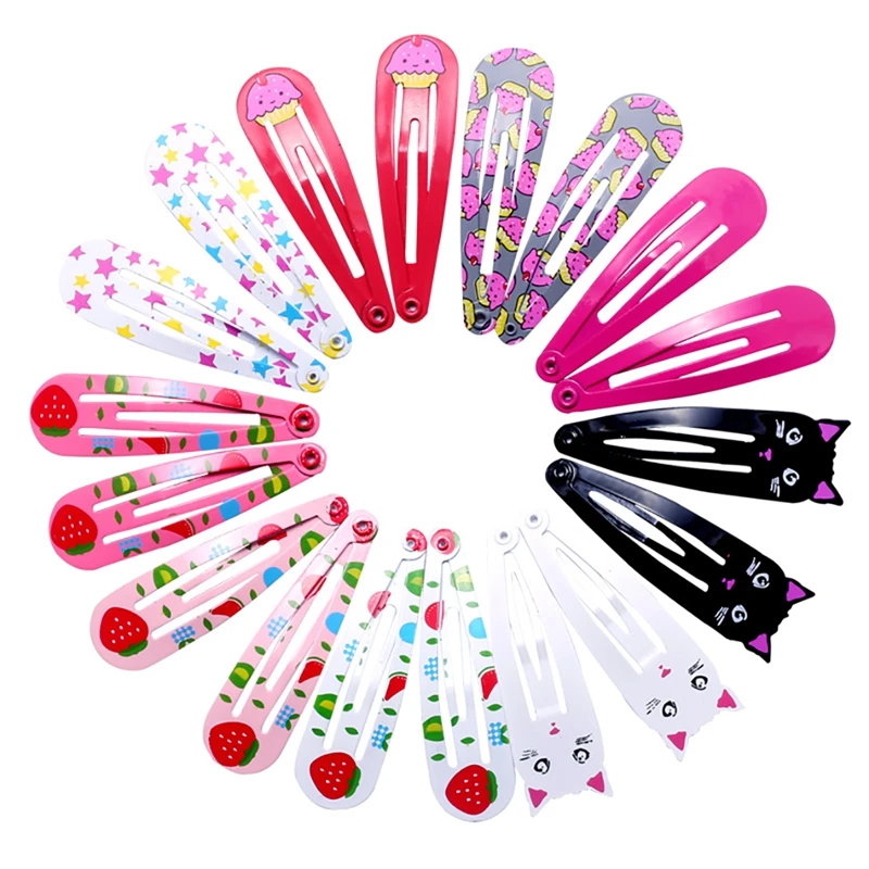 18PCS Snap Hair Clip Decorative Cartoon Hair Barrette Snap Hair Pin For Kids