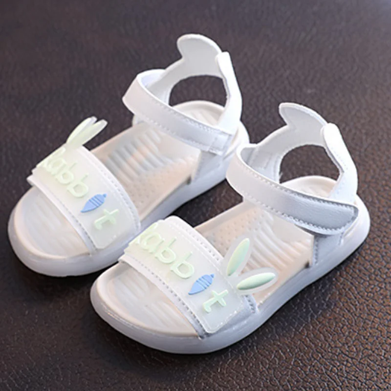 

Summer New Fashion Sandals Kids Girls Sandals Rabbit Ear Soft Soled Anti-Slip Children Princess Shoes Baby Beach Sandals CSH1086