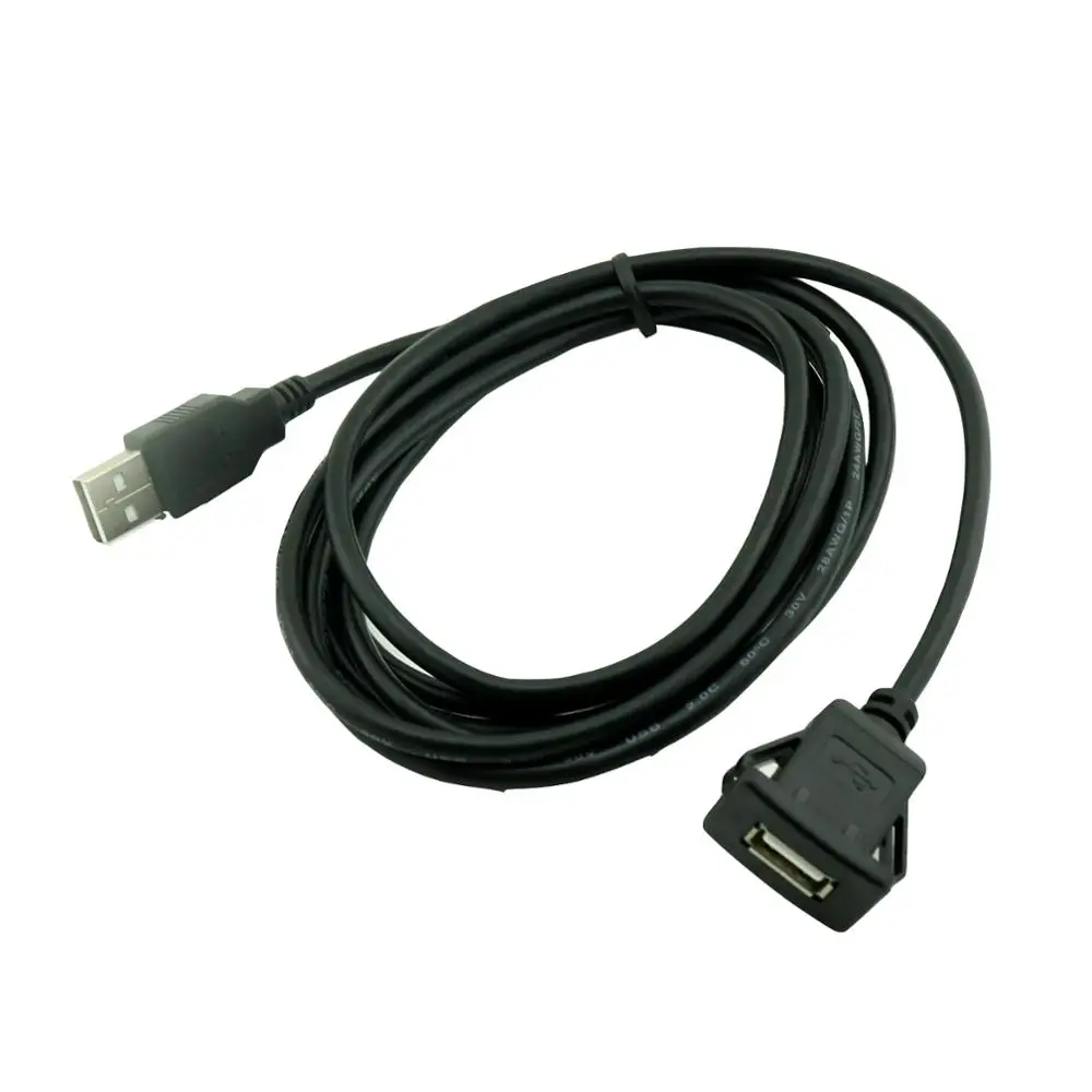 1ชิ้นแผงหน้าปัดรถยนต์ฟลัชเมาท์ USB 2.0ซ็อกเก็ตต่อแผงตะกั่วสายสายต่อ1เมตร