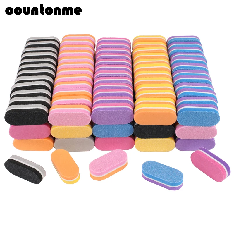 

200pcs Professional Nail File Mini Sponge Buffer Block 100/180 Colorful Files Double Sided Sanding Buffer Strips Manicure Tools