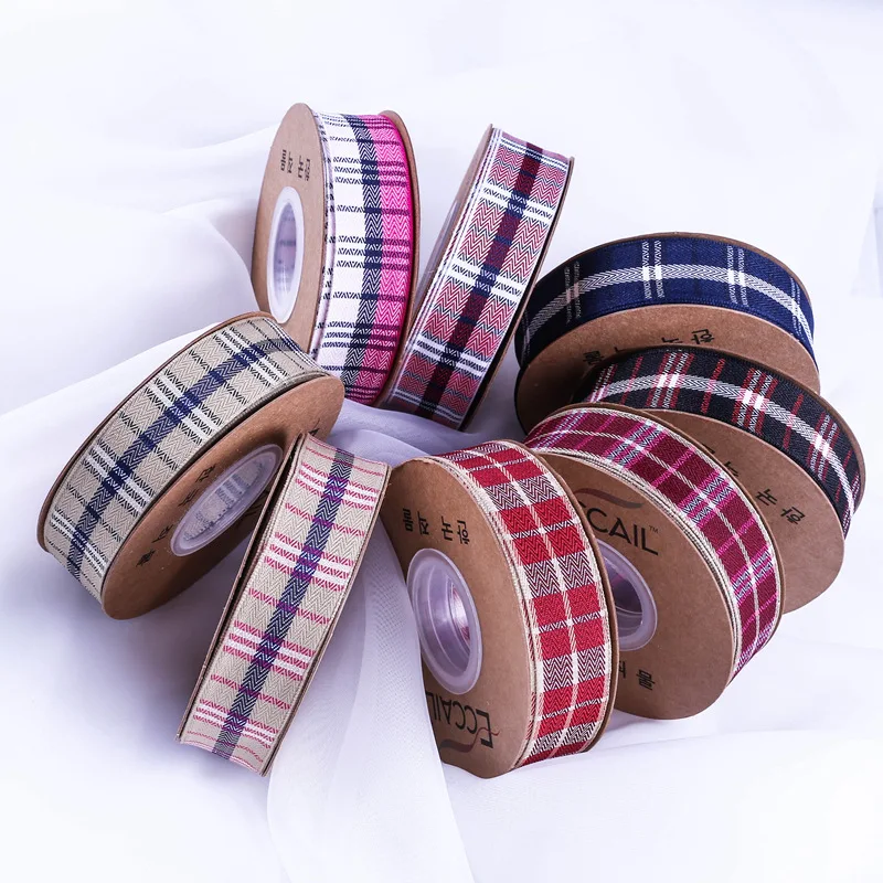 10 yards gradient lattice checkered ribbon diy bow tie hair bow decoration bouquet packaging top hat clothing accessories ribbon