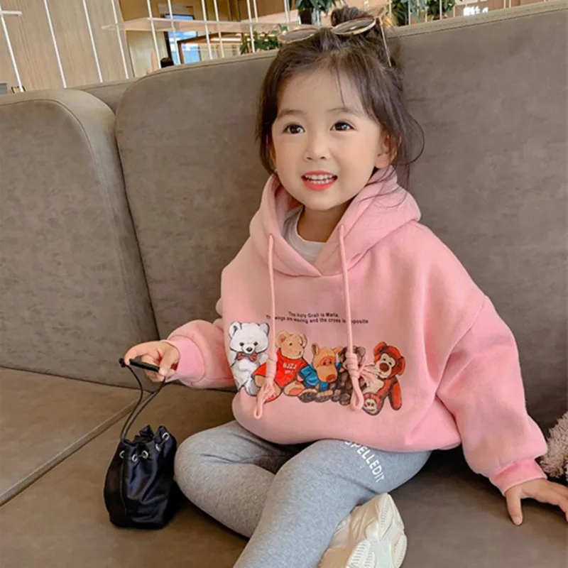 

Children Cute Hoodies Autumn And Winter New Girls' Velvet Padded Thickened Hooded Sweater Fashionable Children's Clothing 4