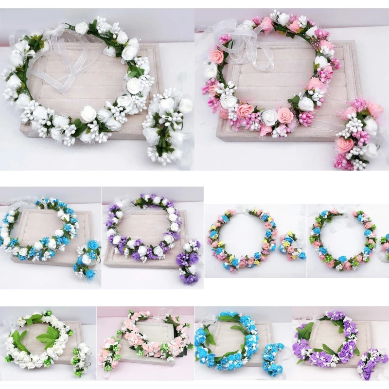 

Boho Flower Floral Headband Crown Garland Marriage Handwrist Festival Party