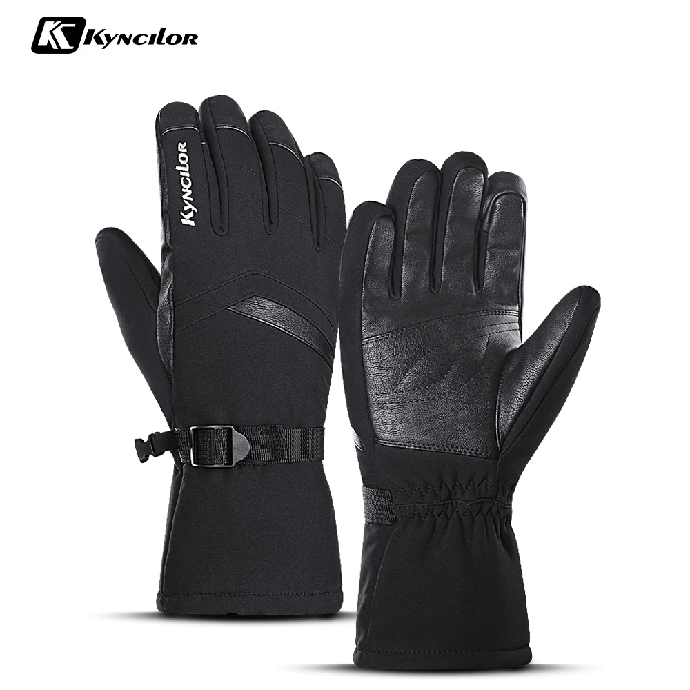 Outdoor Sport Thicker PU Palm Ski Gloves Winter Snow Warm Snowmobile Motorcycle Windproof Waterproof Snowboard For Women Men