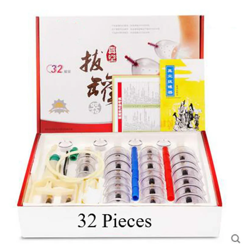 

Cheap 32 Pieces Cans cups chinese vacuum cupping kit pull out a vacuum apparatus therapy relax massagers curve suction pumps