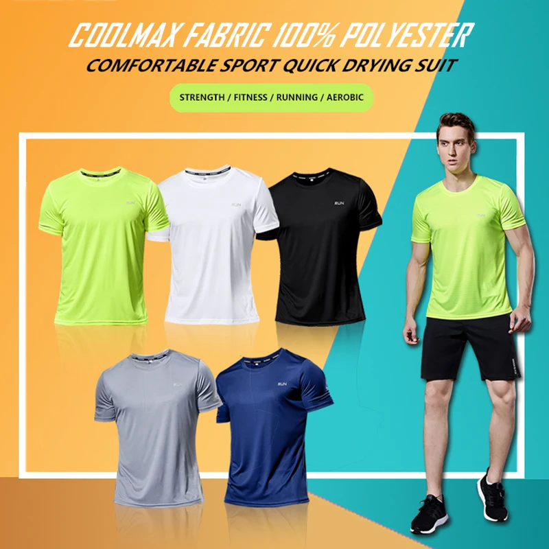 100% Polyester T-Shirts Sports Suit Quick Dry Lightweight Pants Running Athletic Wear Summer Short Sleeve Shorts 2 Pieces Set