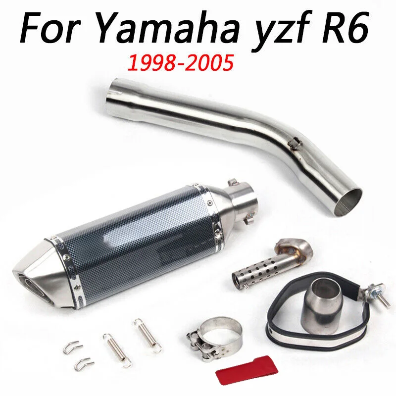 

For 1998-2005 Yamaha YZF R6 Motorcycle Exhaust Tailpipe Front Pipe Muffler Middle Link Connect Pipe DB Killer Stainless Steel