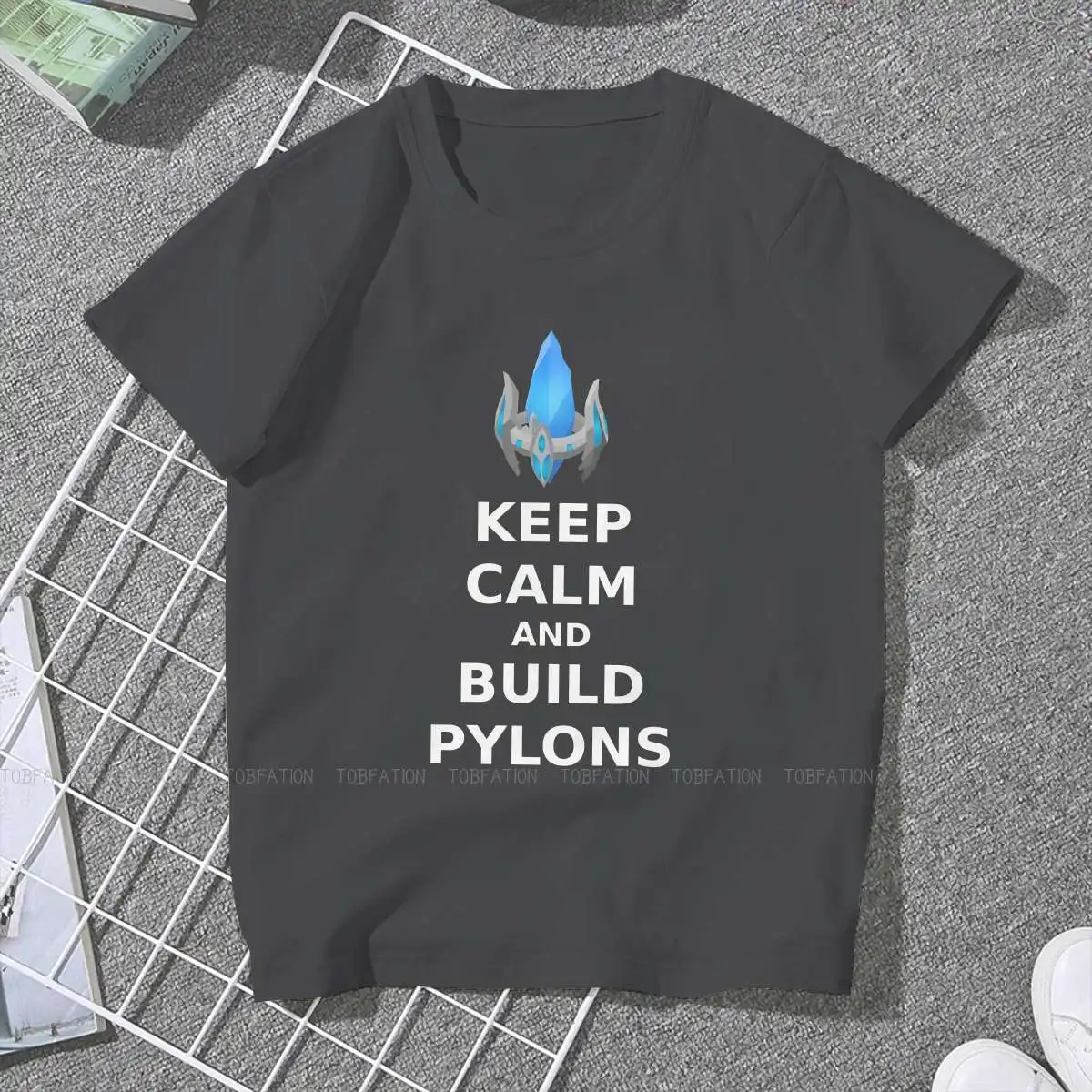 Keep Calm and build PYLONS Feminine Clothes StarCraft Game Oversized T-shirt Goth Vintage Female Top