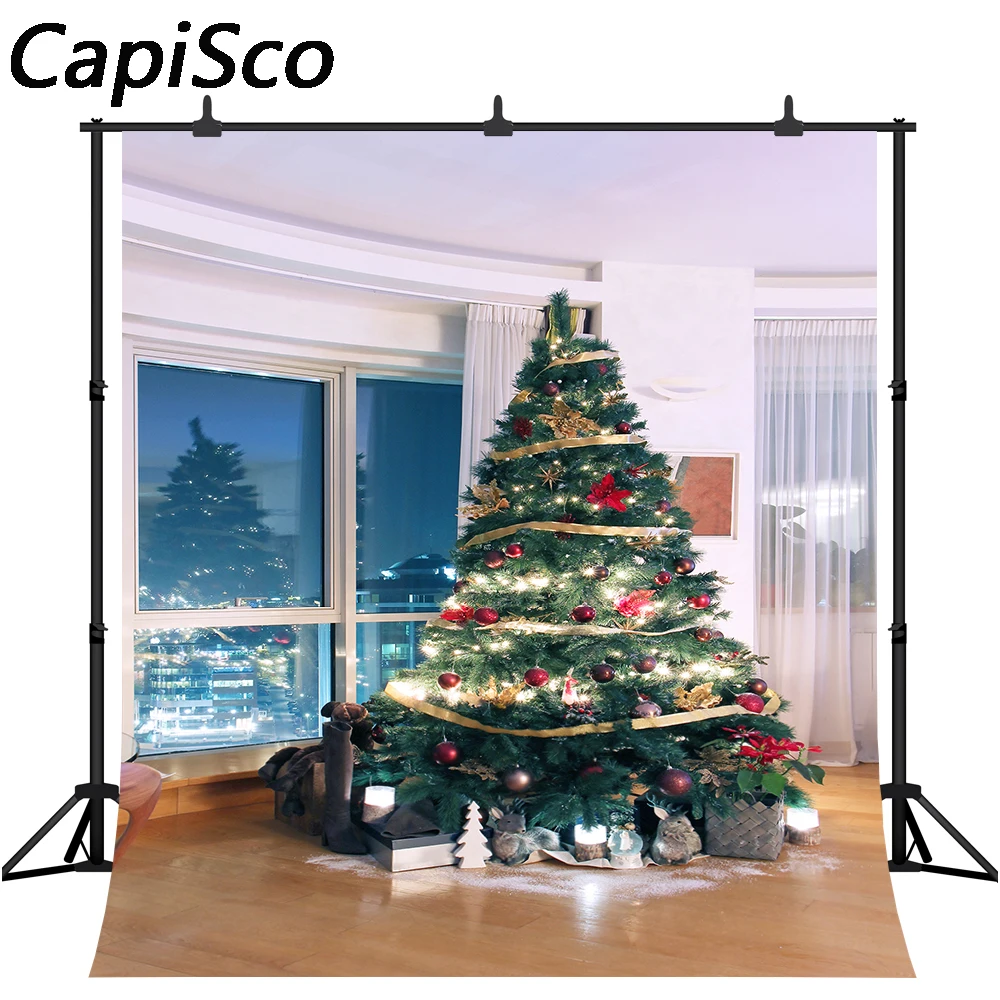 

Capisco Christmas photography backdrops Window Tree Xmas Party Supplies Children Kids Gifts Portrait Decor Photo background