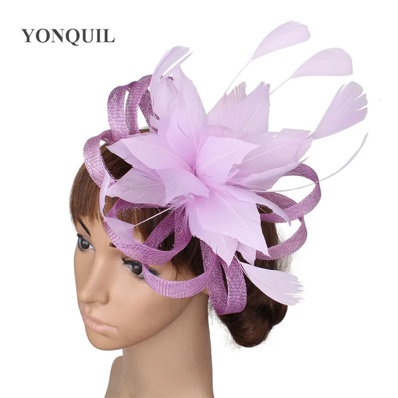 Elegnt Bride Wedding Headwear Feather Flower Hair Fascinator Accessories Hair Pin For Women Ladies Mariage Headdress Hat Fashion