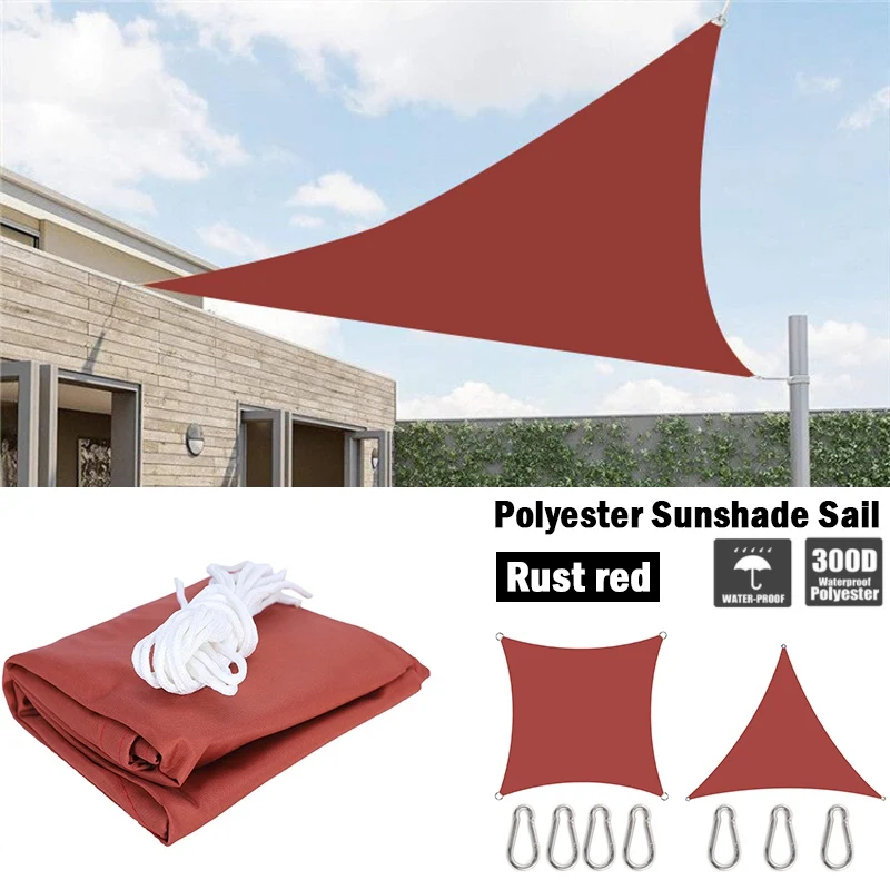 

Rust Red 300D Outdoor Awning Waterproof Sun Shade Sail Garden Canopy For Terrace Yard Beach Camping Sun Shelter Sail