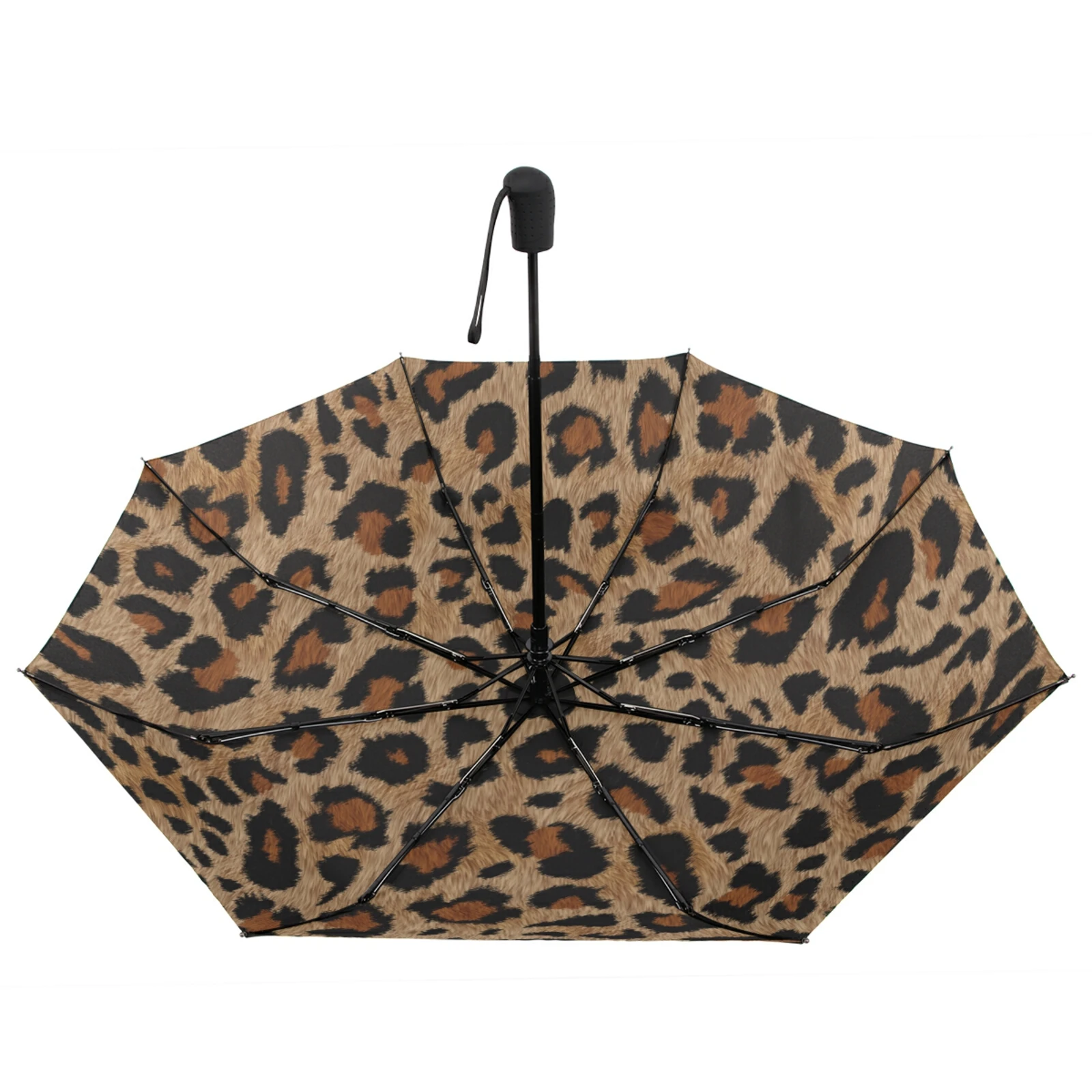 Leopard Print Women\'s Automatic Umbrella Male Rain Sun Protection Three Folding Umbrella Parasol Parapluie For Outdoor Travel