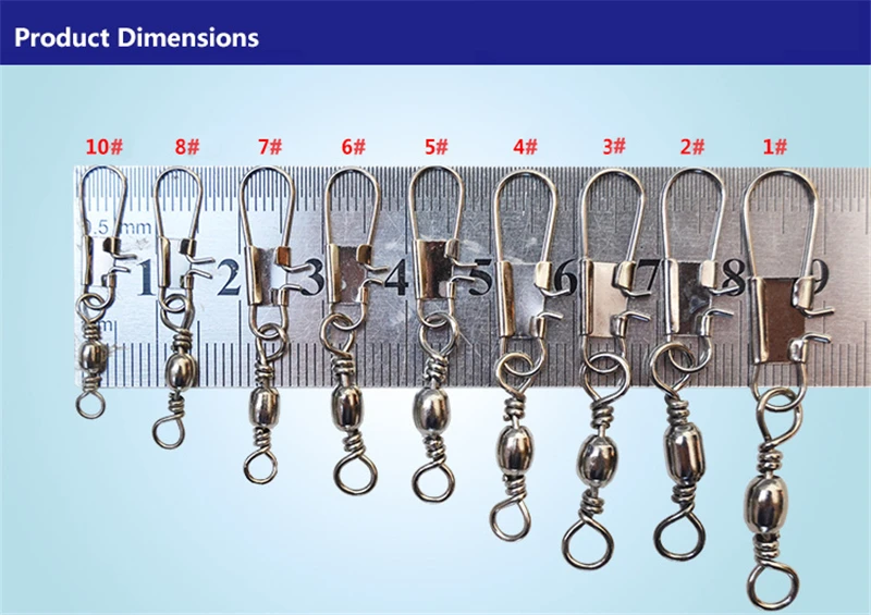 50 stücke Winter Eis Angeln Waren Wirbel Angeln Stecker Pin Lager Roll Wirbel Snap Fastlock Clips Angelhaken Köder TacklePesca – Detail 2