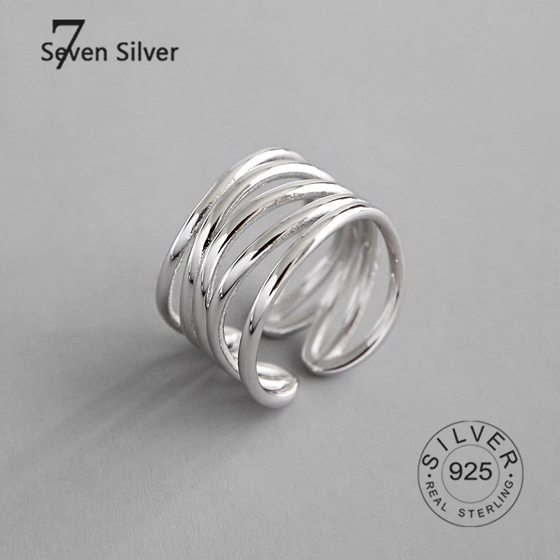 Real 925 sterling silver rings for women endless interweave fine Jewelry Large Adjustable Antique Rings Anillos