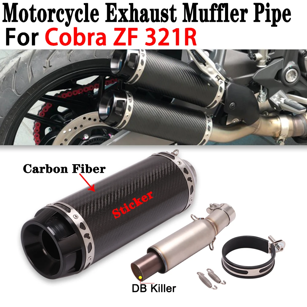 

Slip on For Cobra ZF 321R Motorcycle Exhaust Escape Modified Carbon Fiber Muffler Silencer Moto Middle Link Pipe With DB Killer