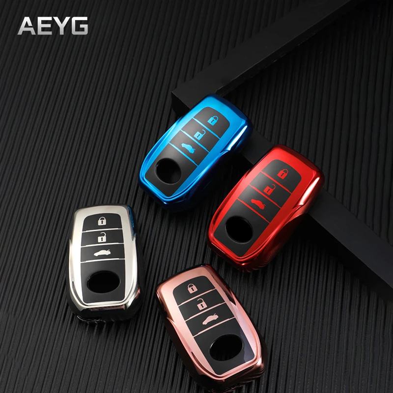 TPU Car Key Case Cover Shell Fob For Toyota Corolla RAV4 Auris Crown Camry Prius CHR Prado Land Cruiser 200 Aygo Accessories