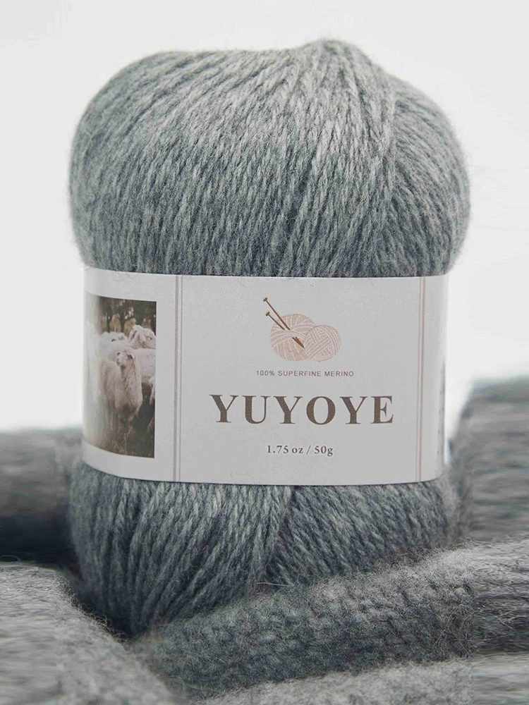 YUYOYE 100% Merino Wool Yarn for Knitting 4-Ply Luxury Warm Crochet Soft Hand-knitted Wool Yarn Ball Scarf Anti-Pilling Yarn 50g