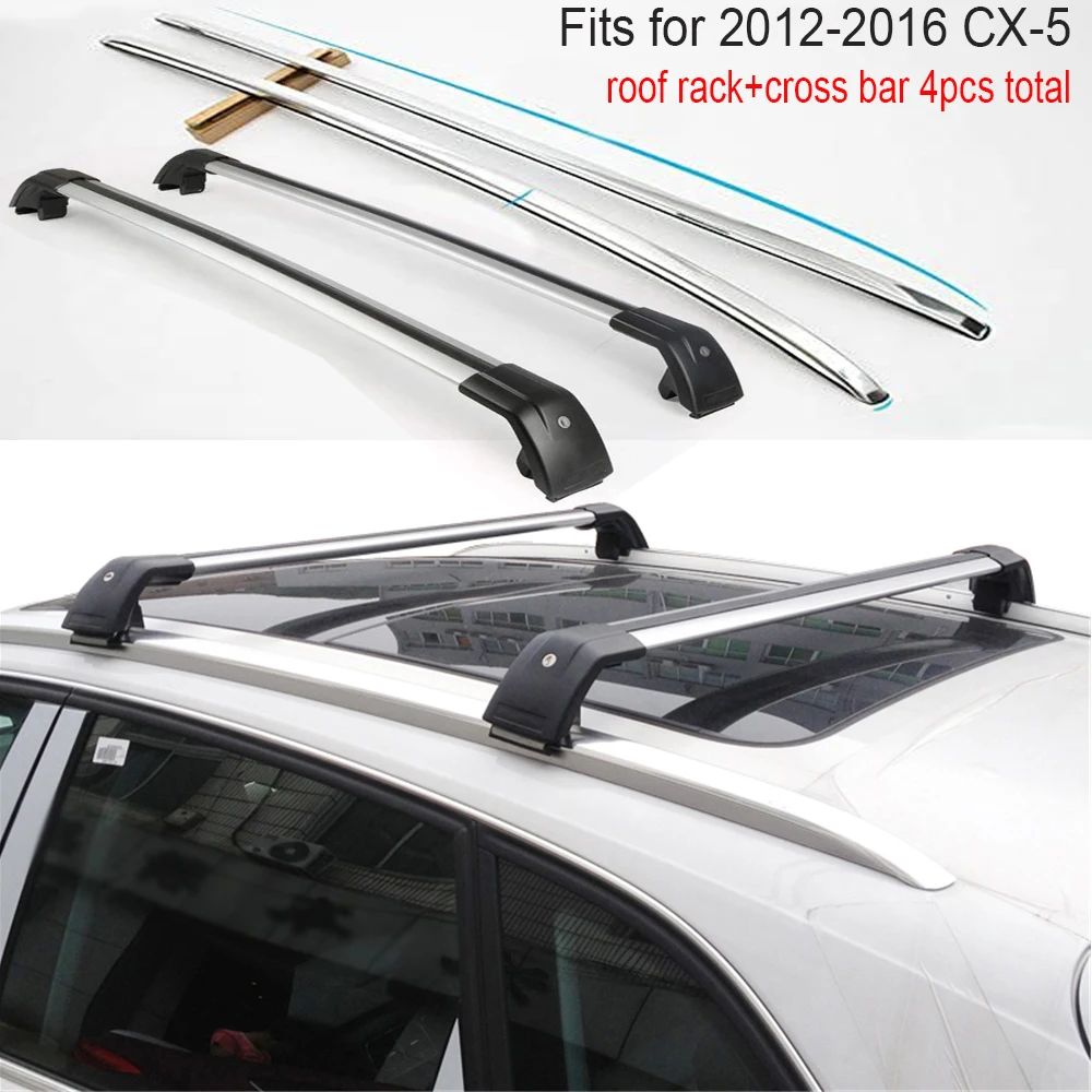 

4Pcs Aluminium roof rack cross bar rail fits for -Mazda CX-5 2012-2016 carrier luggage roof rails
