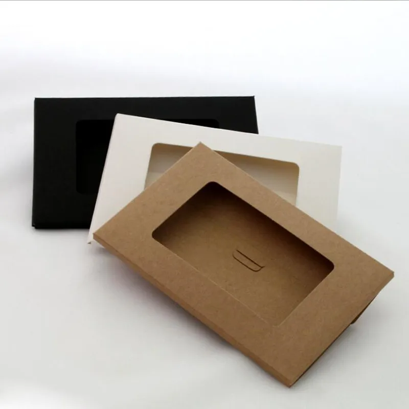 50 unids/lote Vintage diseño hueco negro/blanco/marrón papel Kraft sobres cajas para postales foto de felicitación bolsa de paquete de tarjetas