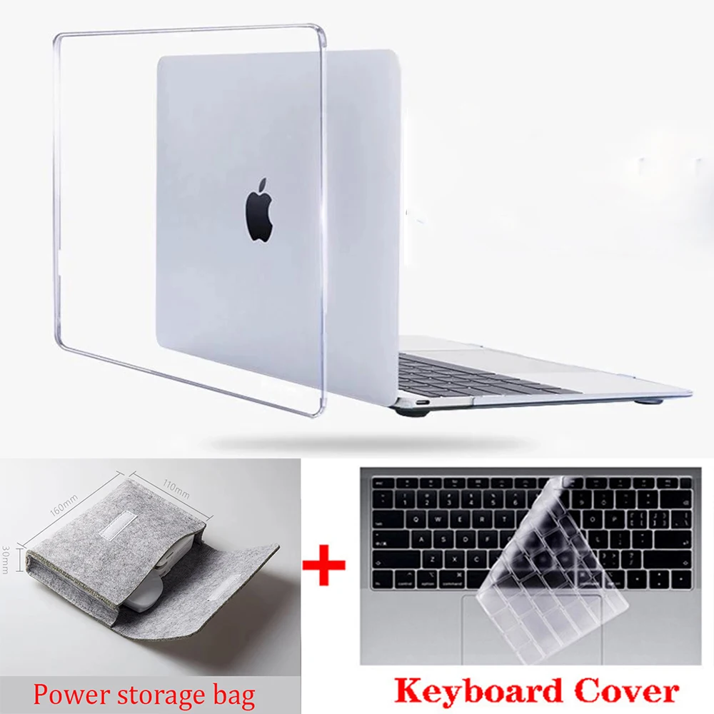 New Crystal Case For Apple Macbook Air Pro Retina M1 Chip 11 12 13 15 16 inch Case For 2020 Pro13 A2338 A2251 +Power storage bag