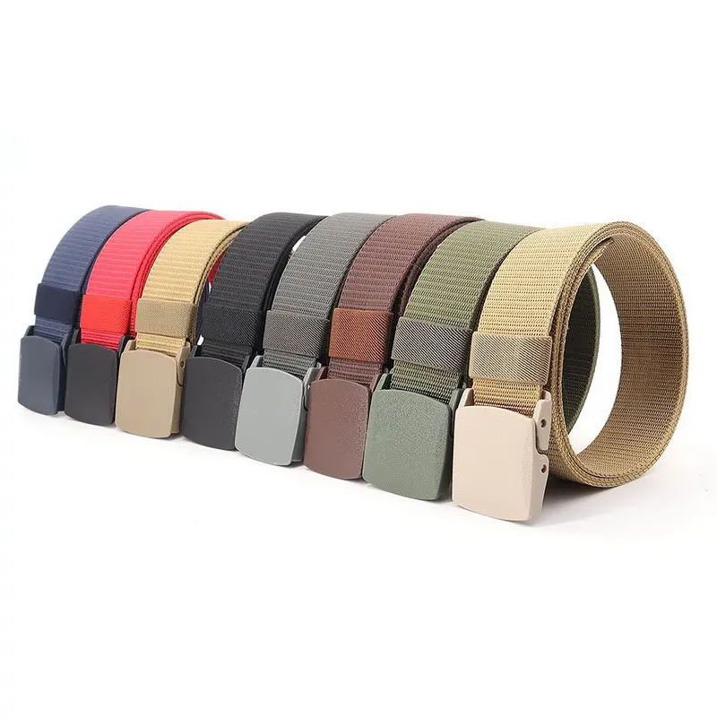 Mens Tactical POM Slide Buckle Belts Breathable Nylon Canvas Army Military Summer Women Jeans Accessories Light Casual Blue Red