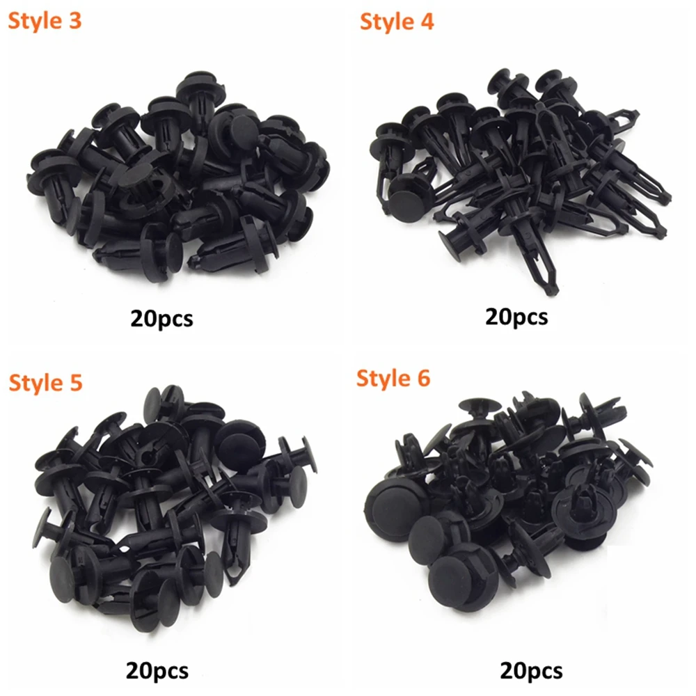 120PCS 6 Kinds Plastic Fender Clips Body Rivets Clip Car Door Clip Panel Audio Video Dashboard Dismantle Kits Installer Pry Tool