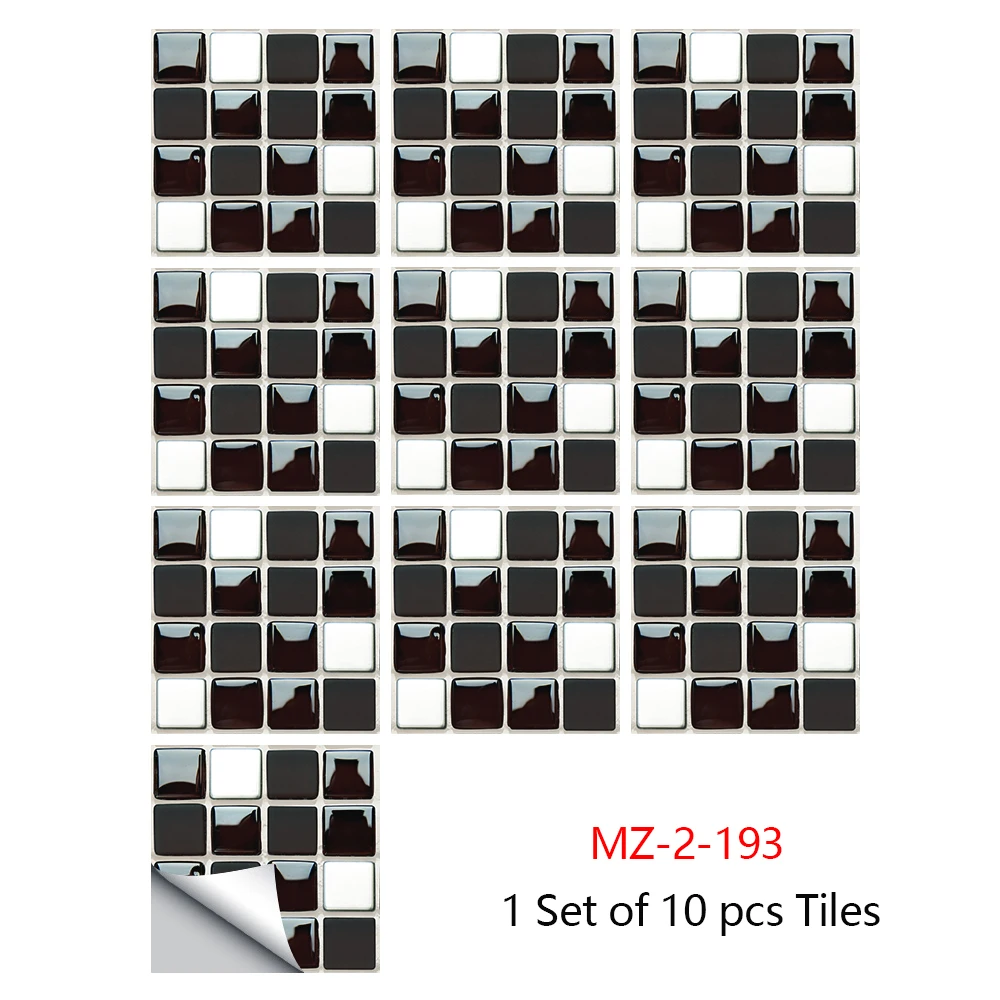Black & White Marble Mosaic Tile Sticker Flat Printed in 2d Kitchen / Bathroom Home Renovation Art Mural Peel & Stick Wall Decal view 6