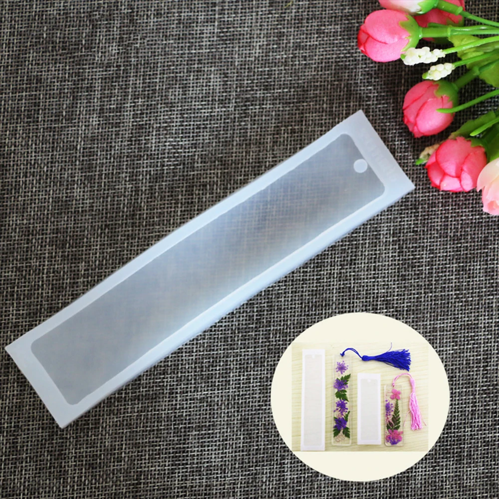 Hot Sales 2Pcs Silicone Bookmark Transparent Mold Rectangle DIY Mould Resin Bookmark Craft