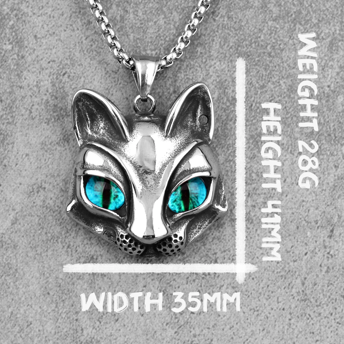 Animal Cat Blue Eyes Long Men Necklaces Pendants Chain Punk for Boyfriend Male Stainless Steel Jewelry Creativity Gift Wholesale