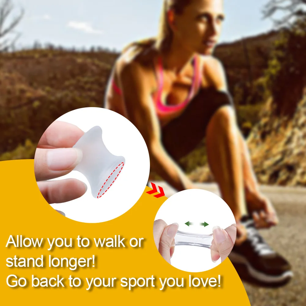 2Pcs Soft Transparent Silicone Toe Separator Hallux Valgus Bunion Corrector Straightener Toe Spacer Foot Pain Care Tool Size L