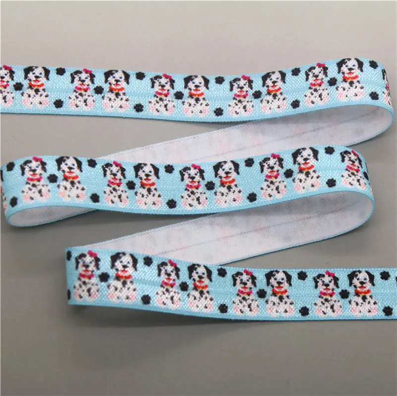 DHK 5/8 \'\'5 metrów kreskówka z japonii pies wóz strażacki drukowane do składania elastyczny FOE stretch wstążka hairbow nakrycia głowy pałąk DIY OEM