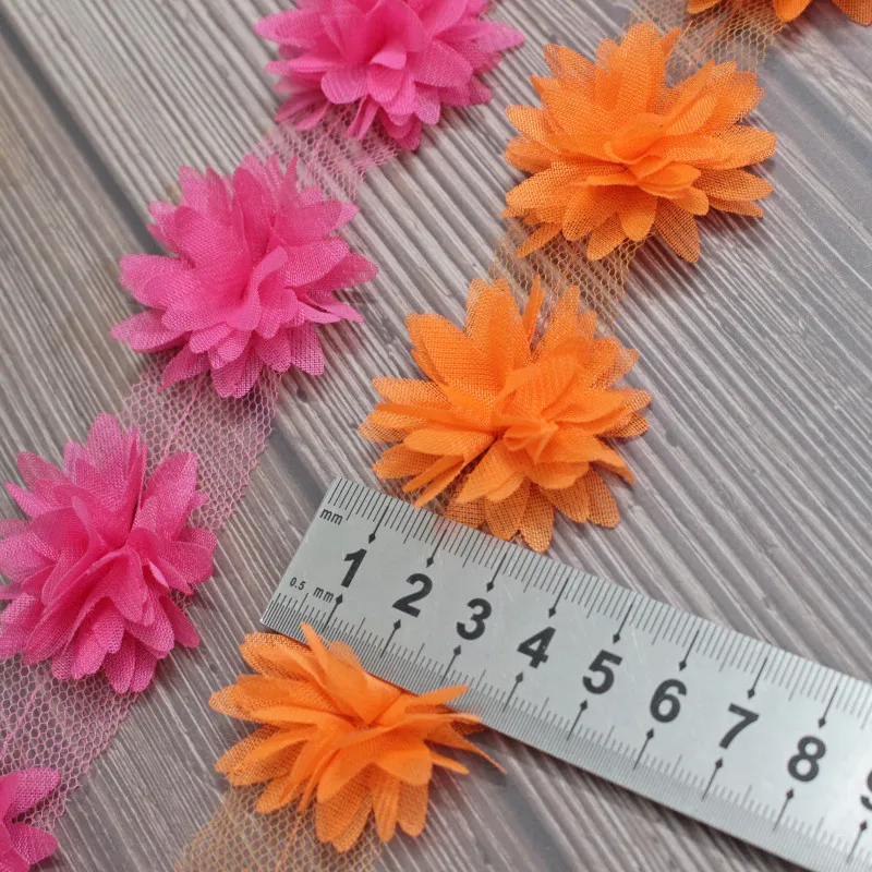 zsbszc fashion 20 Yards Spitzenborte Chiffonstreifen 18 Farben 3D Chiffon 4,4 cm Breite DIY Hochzeitskleid Haarband Dekoration XF14 – Detail 6