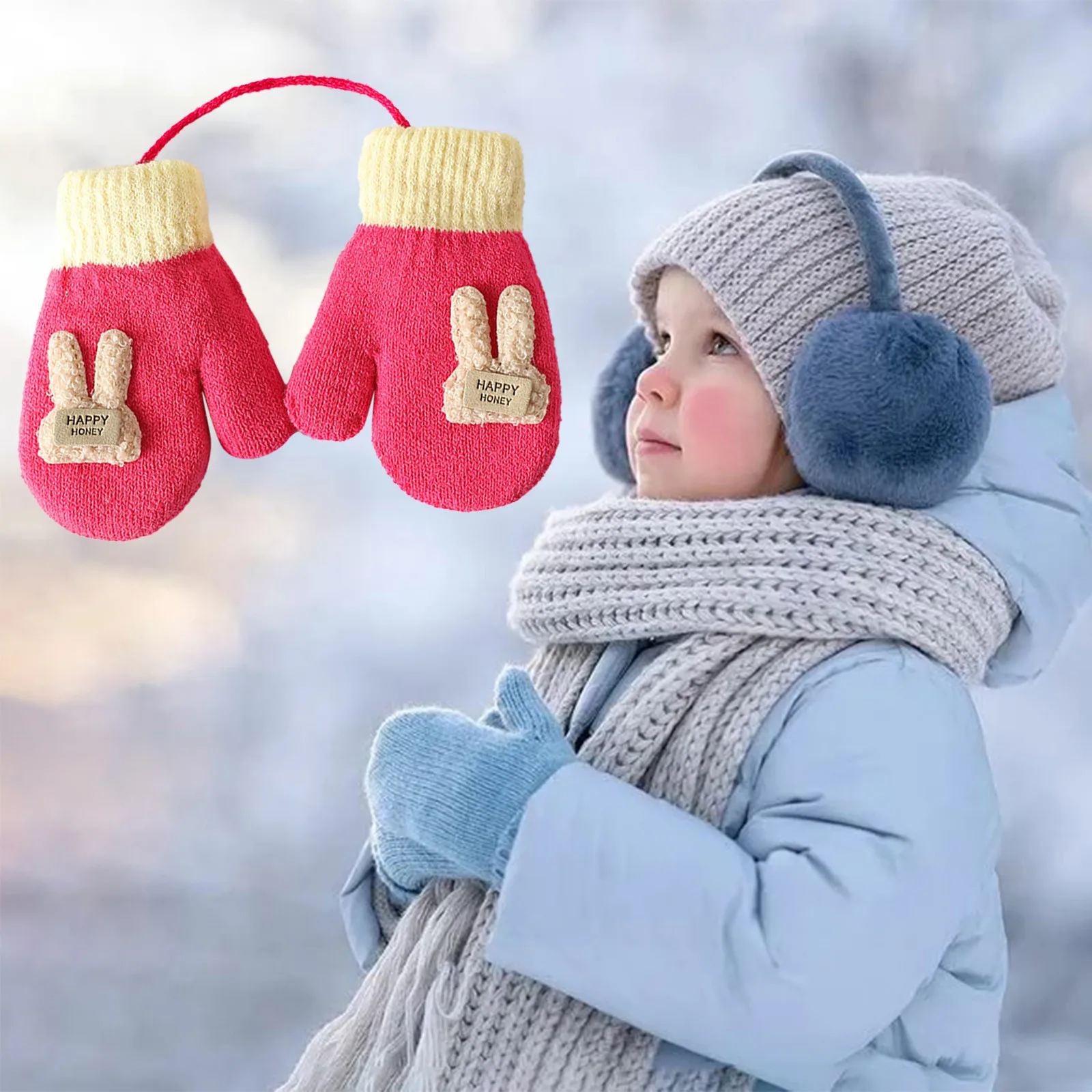 Mittens For Baby Snow Warm Gloves For Kids Girls Boys Infant Winter Snow Ski Gloves Kintted Warm Gloves варежки женские зимние