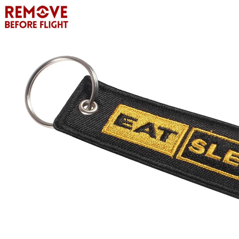 5 PCs Embroidery Eat Sleep Fly Keychains Jewelry Key Tag Fashion Keyring Remove Before Flight Pilot Key Chain for Aviation Gifts